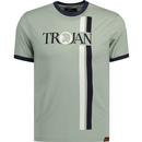 trojan clothing mens racing stripe logo print tshirt sage green