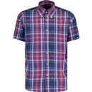 trojan clothing mens multi check mod button down short sleeve shirt port