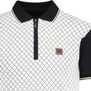 Trojan Ottoman Rib Jacquard Panel Zip Neck Polo B