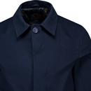 Trojan 60s Paisley Trim Fly Front Car Coat (Navy)