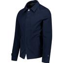 Trojan 60s Paisley Trim Fly Front Car Coat (Navy)