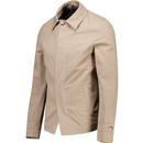 Trojan 60s Paisley Trim Fly Front Car Coat (Stone)