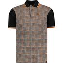 trojan clothing mens plaid pattern jacquard knit polo tshirt black