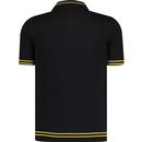 Trojan Retro Pointelle Knit Mod Tipped Polo Shirt 