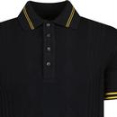 Trojan Retro Pointelle Knit Mod Tipped Polo Shirt 