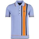 Trojan Popcorn Waffle Knit Racing Stripe Polo Shirt in Powder Blue TR8967