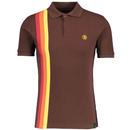 Trojan Records Retro Racing Stripe Pique Polo Shirt in Chocolate TR8937