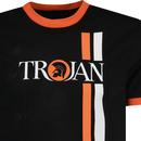 Trojan Records Retro Racing Stripe Logo Tee Black