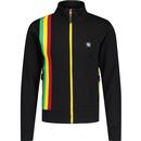 trojan records clothing mens retro racing stripe funnel neck zip track top black