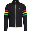 trojan records clothing mens retro funnel neck stripe sleeve zip track top rasta black