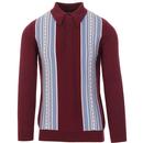 TROJAN Mod Cable Knit Stripe Spear Collar Polo (P)