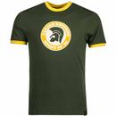 Trojan Records Spirit of 69 Retro Mod Ska Ringer Helmet Logo T-shirt in Army Green