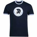 Trojan Records Spirit of 69 Retro Mod Ska Ringer T-shirt in Navy/Sky