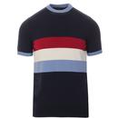 Trojan Records Men's Retro Mod Stripe Knitted T-shirt in Navy