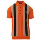 TROJAN RECORDS Ska Mod Stripe Knit Polo (Orange)