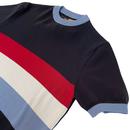 TROJAN RECORDS Retro Mod Knitted Stripe Tee (Navy)