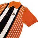 TROJAN RECORDS Mod Textured Stripe Knit Polo (O)