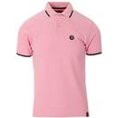 Trojan Records Retro Mod Twin Jacquard Tipped Pique Polo Shirt in Pink 