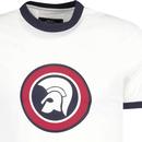 TROJAN RECORDS Retro Helmet Logo T-Shirt Ecru