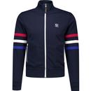 trojan records clothing mens retro stripe sleeve 70s zip track top navy