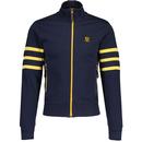 Trojan Stripe Sleeve Funnel Neck Track Top in Navy