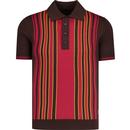 Trojan Stripe Front Panel Knitted Mod Polo Shirt C