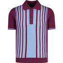 trojan records clothing mens vertical stripes front panel knitted mod polo tshirt port