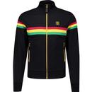 trojan record clothing mens retro rasta chest stripe funnel neck zip track top black