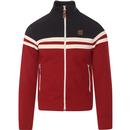 trojan clothing mens chest stripes colour block zip track top blood red