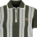 Trojan Retro Mod Textured Stripe Zip Polo Shirt AG