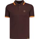 trojan records clothing mens three colour mod tipped pique polo tshirt chocolate