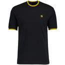 Trojan Records Retro Mod Tipped Pique T-shirt in Black and Yellow TC1033
