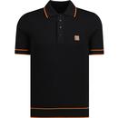trojan clothing tipped textured knit polo tshirt black orange