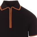 TROJAN RECORDS Mod Zip Placket Knitted Polo Top B