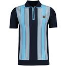 Trojan Records Retro Stripe Front Zip Polo Navy