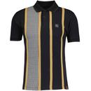 Trojan Mod Dogtooth Stripe Pique Polo Shirt in Black TR8828
