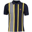 Trojan Records Taped Houndstooth Panel Polo Navy