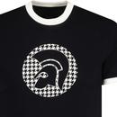 Trojan Two Tone Houndstooth Logo Ringer T-shirt B