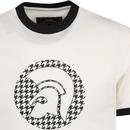 Trojan Two Tone Houndstooth Logo Ringer T-shirt B