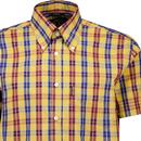 Trojan Windowpane Check Button Down Shirt Mustard