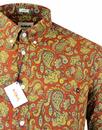 TUKTUK Retro Mod Floral Paisley Button Down Shirt