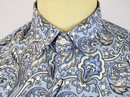 Paisley Print TUKTUK Retro 60s Mod L/S Blue Shirt 