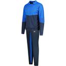 Umbro Mens 90s Cut & Sew Panelled Pique Drill Top and Pants Retro Tracksuit in Dark Navy and Victoria Blue