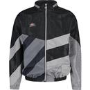 umbro mens centenary panelled lightweight hooded zip track jacket black grey