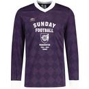 umbro mens centenary retro sunday football print long sleeve v neck football top purple velvet