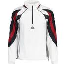 umbro mens zip off sleeve windbreaker half zip overhead hooded jacket white red black