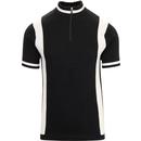 Madcap England Vitesse Men's Retro 60s Mod Knitted Cycling Top in Black