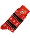 viyella retro 1970s fair isle christmas socks red