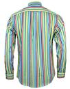 VIYELLA Retro 1960s Mod Multi Stripe Check Shirt