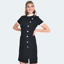 Voodoo Vixen Retro 60s Button Mod Mini Dress in Black DRA9823